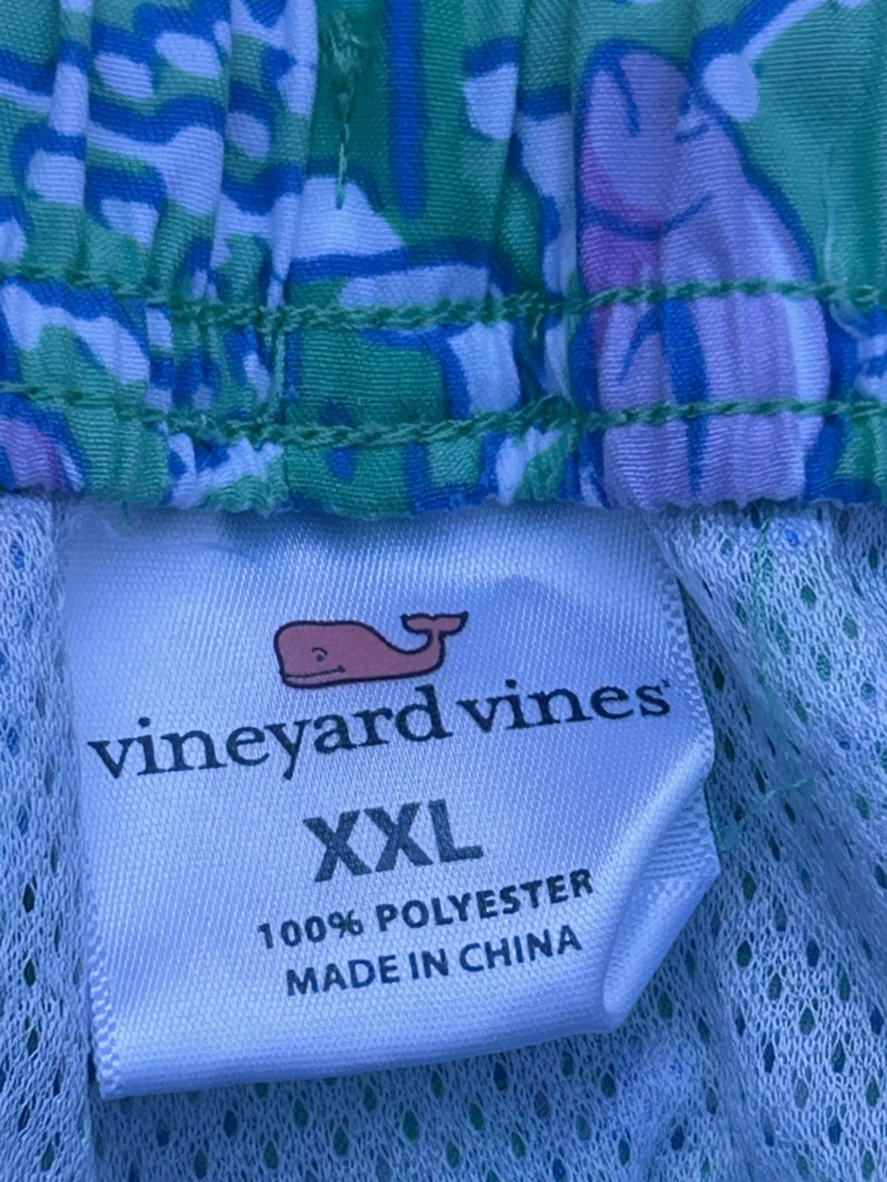 Vineyard Vines Men’s Swim Trunks XXL Green Blue Pelican Print Elastic Waist - Picture 3 of 6